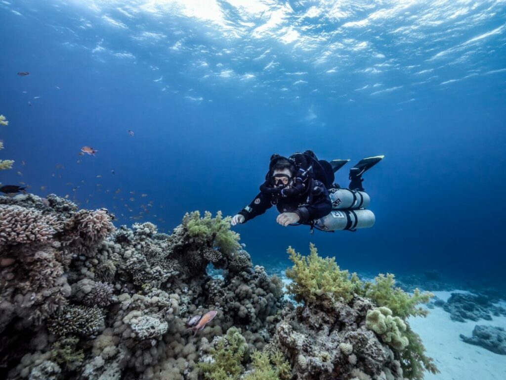 x-ccr rebreather diver in the gulf of aquaba
